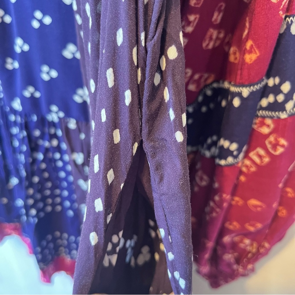 Free People Shibori Mini swing dress Tunic blouse XS Long balloon sleeves top - Picture 8 of 10